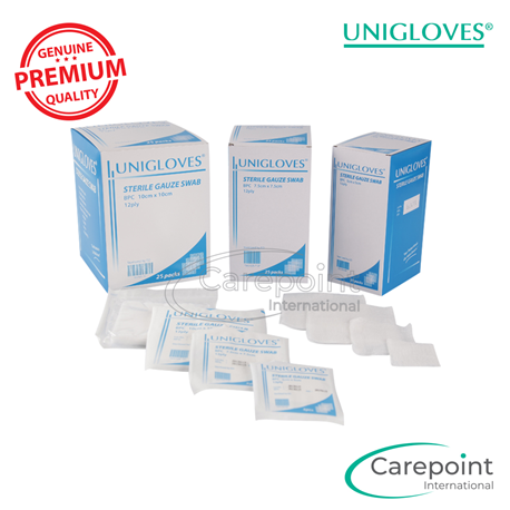 Unigloves Sterile Gauze Swab, 10cm x 10cm, 12pIy (5pcs/pack)